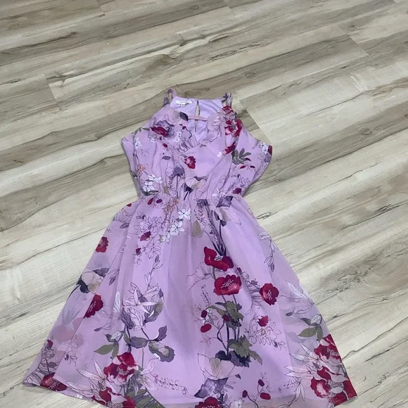 Maurices Purple Floral Fit & Flare Sleeveless Dress XS Spring -0262 - Picture 1 of 5